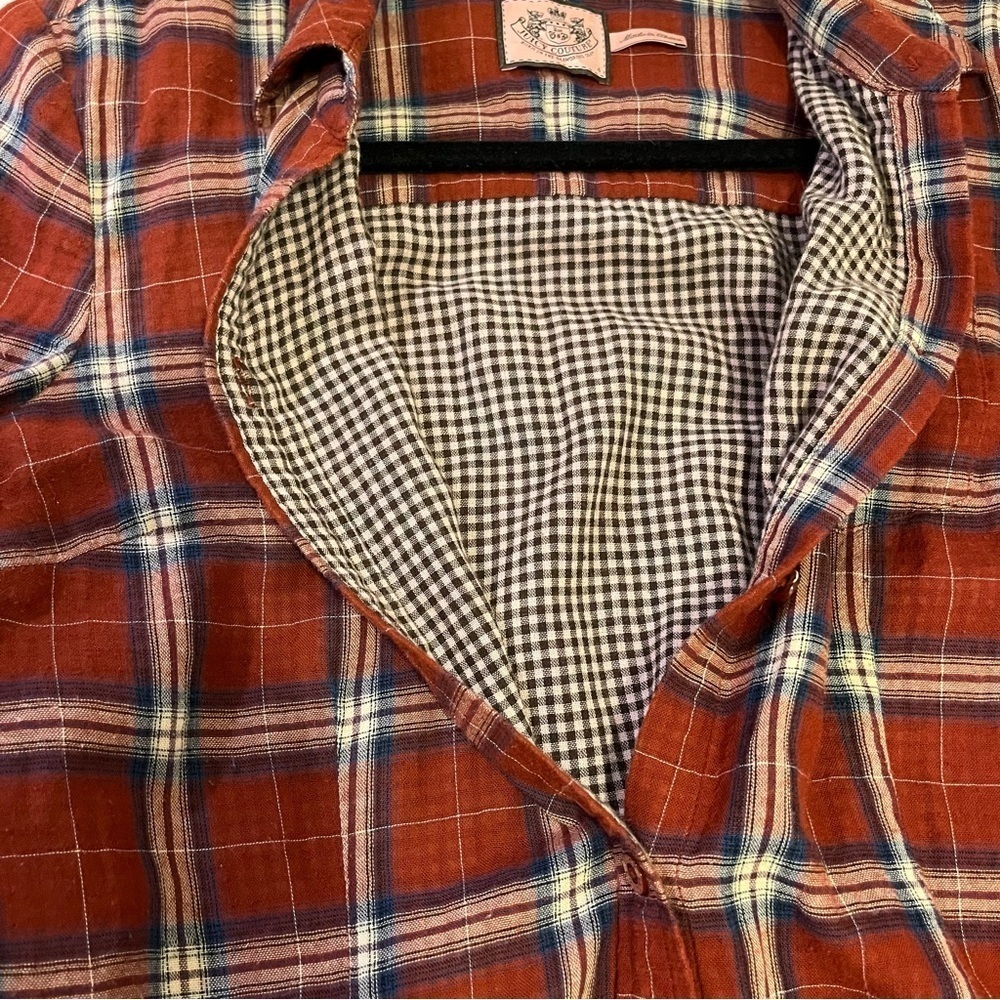 Juicy Couture Red Plaid Button-Up Shirt Dress size 4 - Picture 5 of 15